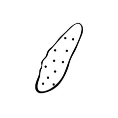 Cucumber vector drawing icon. Simple clip art vegetable in doodle style, outline illustration of farm product