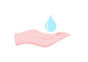 Water droplet on the hand. Vector. 