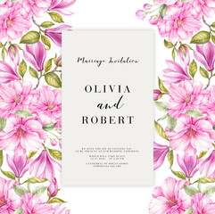 Spring floral marriage invitation. Wedding sakura flower