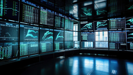 Stock exchange statistics on screen. Generative Ai