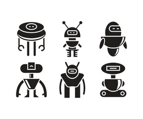 smart robot character icons set