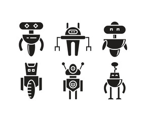 smart robot character icons set