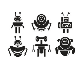smart robot character icons set