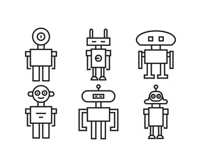 cute robot character icons set