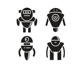 smart robot character icons set