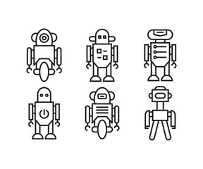 smart robot avatar icons set