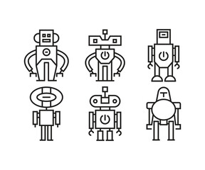 smart robot avatar icons set