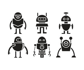 smart robot character icons set