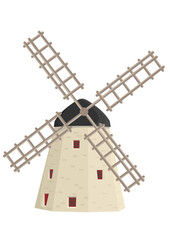 Fototapeta na wymiar Windmill vector illustration. Farming building. Element vector