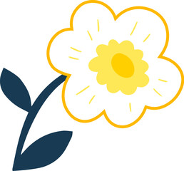 Yellow branch with flowers, vector shape