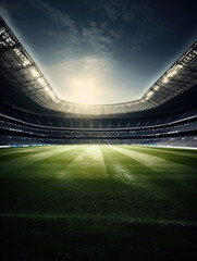 Football stadium at night. Generative Ai