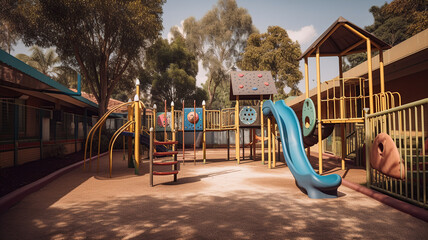 Playground kid zone in a school. Generative Ai
