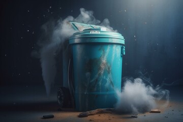 Fototapeta na wymiar Recycling trashcan with fumigator. 3D rendering. Generative AI