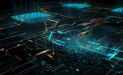 Abstract technology big data concept. Big data background. AI generated illustration.