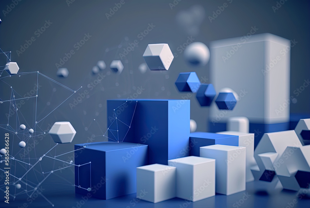 Aufkleber Data abstract concept with clusters, particles and objects collected and sorted. Digital sorting and management concept. Generated AI.