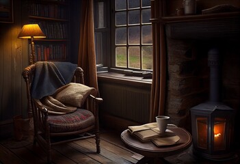 you have just read the best book you ever read sitting on a pile of other books, on the side table of a high back leather chair, beside a cozy fireplace, in a loverly cottage on a rainy day in scotlan