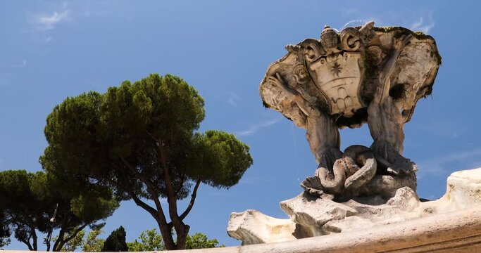 Fountain of the Tritons in Piazza Bocca della Verita, Rome, Italy.