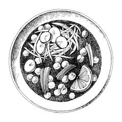 Traditional Mexican red pozole soup. Pozole rojo