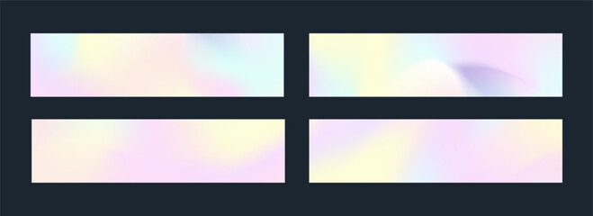 Fototapeta premium Holography vector banner set isolated on black background multicoloured for book, printing, poster, billboard, advertisement, packaging, brochure, collage, wallpaper. 10 eps