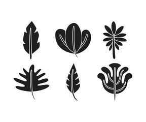 leaf and stalk icons line illustration