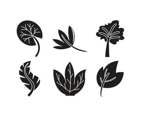 leaf and stalk icons line illustration