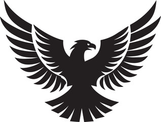 Black silhouette of an eagle on a white background. Sign, symbol, logo. Vector illustration. 