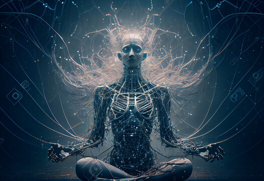 AI (Artificial Intelligence) concept. Deep learning. GUI (Graphical User Interface).