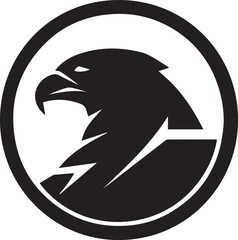 Black silhouette of an eagle on a white background. Sign, symbol, logo. Vector illustration. 