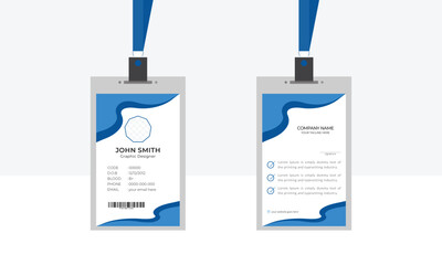 ID Card Modern corporate template with a unique blue and dark blue simple design.