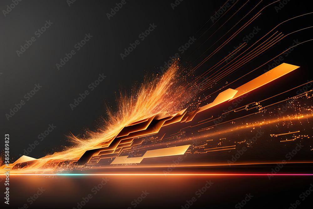 Aufkleber Abstract science and technology background with shiny connection elements and sci-fi intefrace. Tech abstraction wallpaper. Generated AI.