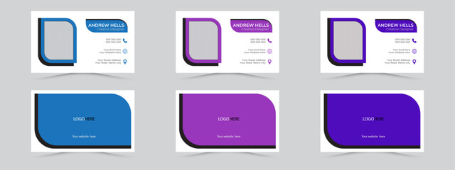 Modern business card design . double sided business card design template .Professional business card template with photo place holder.simple clean layout design template.Stylish business card.