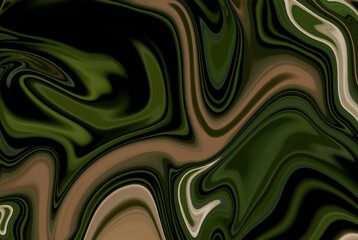 Abstract background of dark green tones liquid acrylic flow, marbling, brochure template, design element