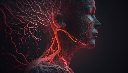Human blood vessels anatomy for medical concept, 3D illustration