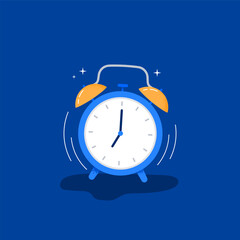 A morning alarm. Regular sleeping schedule. Relaxation, healthy sleep concept. Vector flat illustration on the background.