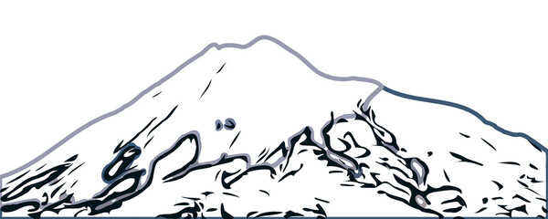 Sketches of landscape and mountain with transparent background