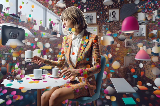 businesswoman in a colorful office generated AI