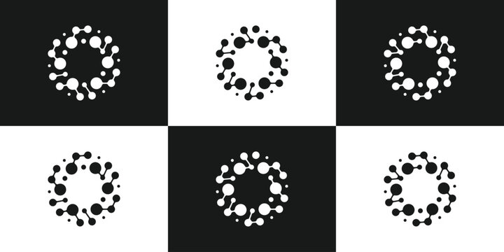 connection logo molecule icon vector illustration