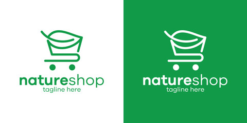 leaf and trolley design logo icon vector illustration