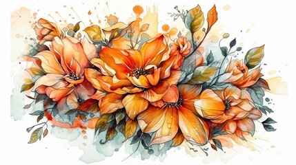 Drawing Flowers Watercolor Generative AI