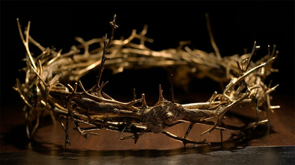 Fototapeta premium Crown of thorns of Jesus Christus on Easter, other Topics: Cross, god, Christ, Church, resurrection, belief, religion 