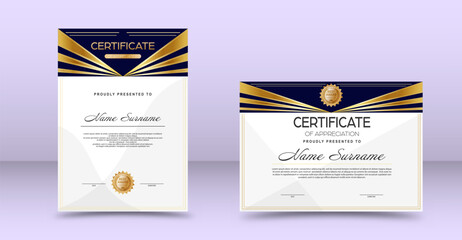 Certificate. The template of the form with the award badge. Modern design to confirm training, education and professional development