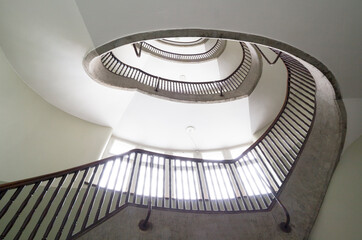 Bright spiral staircase.