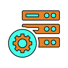 Data center, development icon.