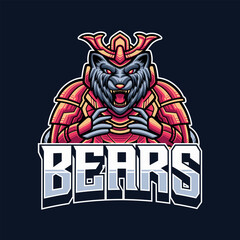 Head of angry bear logo vector illustration design