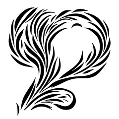 Obraz premium Isolated flowery element for decorations, retro old style black shape, silhouette, ornamental motif. 
