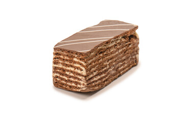 Chocolate cake isolated on a white background.