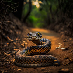 Fototapeta premium snake on road