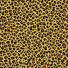 
Animal leopard pattern yellow seamless print, vector fashion design for textile. Yellow cat background.