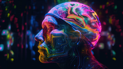 hologram colorful euphoria endorphin mind blow energy generative ai - obrazy, fototapety, plakaty