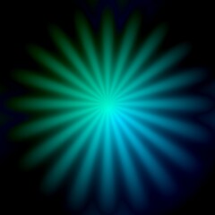 Fototapeta premium Teal burst abstract background, tech, round centered backdrop gradient deep illuminated colors, eerie alien glow in the dark look